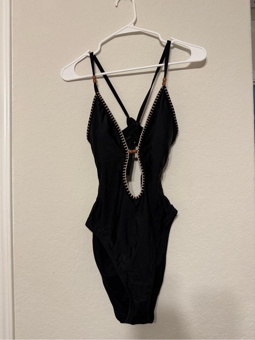 Shade & Shore Black One-Piece Swimsuit with Contrast Trim
